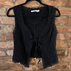 Black Lace Trim open shirt by NAKD
